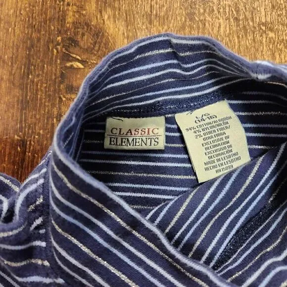 Horizontal striped mock neck top - Picture 3 of 5